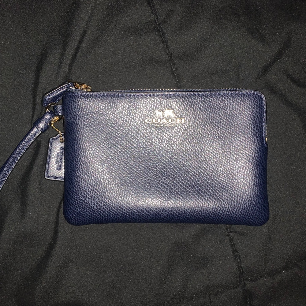 Coach Midnight Blue Leather Wristlet